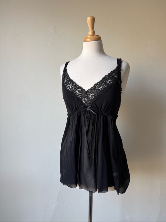 Jacob Tops - Jacob Y2K Black Lace Babydoll Lingerie Style Top